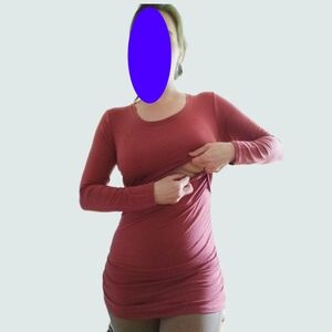 Nursing Top Long Sleeve - Boob Design - Dusty Rose Size M